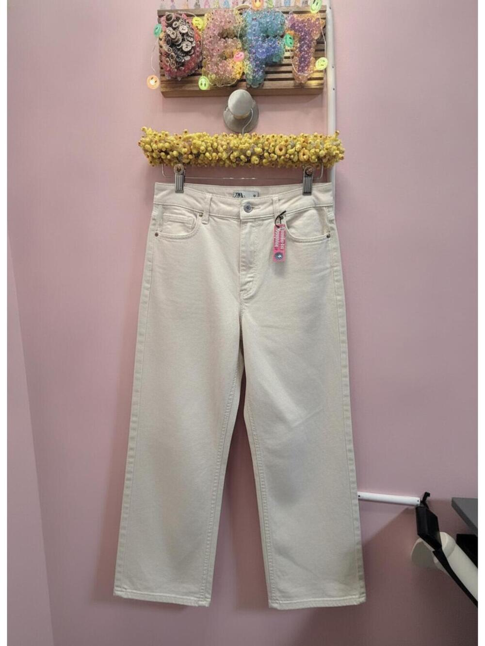ZARA The Marine Straight Cream White Jeans - Deftduck Boutique